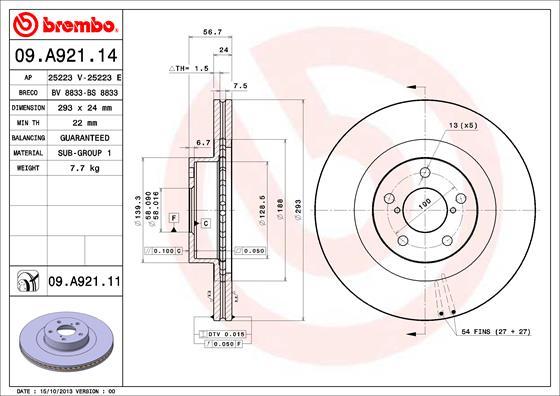 Brembo 09.A921.11 - Discofreno www.autoricambit.com