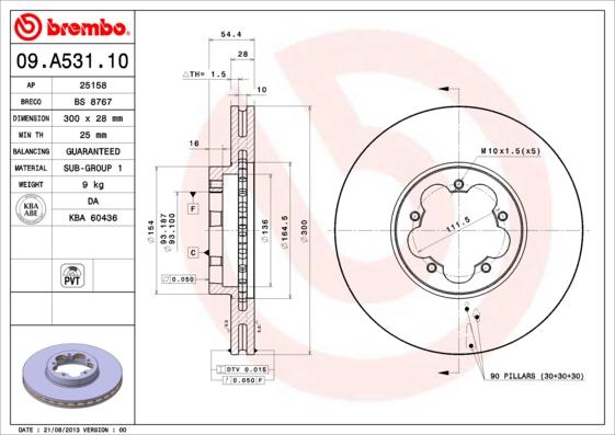 Brembo 09.A531.10 - Discofreno www.autoricambit.com