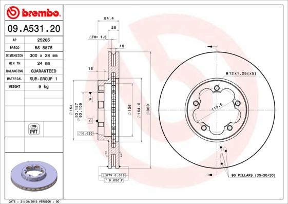 Brembo 09.A531.20 - Discofreno www.autoricambit.com