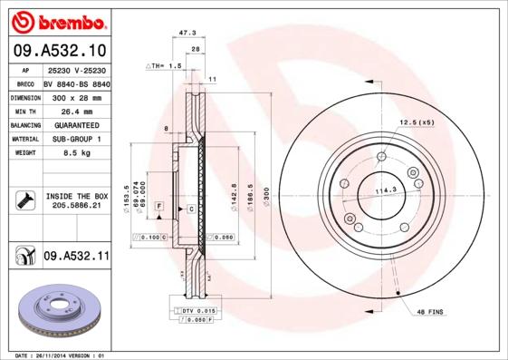 Brembo 09.A532.10 - Discofreno www.autoricambit.com