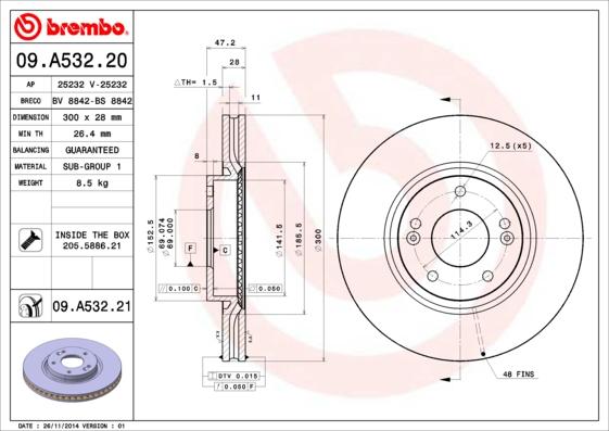 Brembo 09.A532.20 - Discofreno www.autoricambit.com