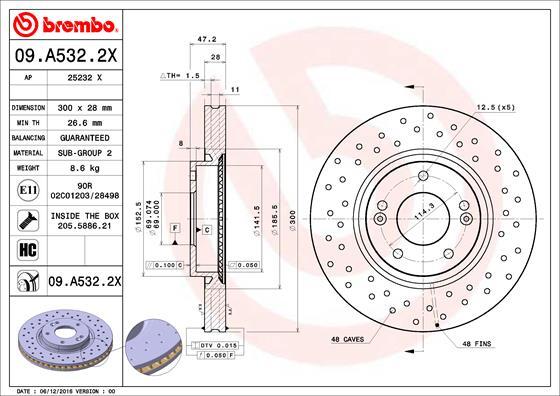 Brembo 09.A532.2X - Discofreno www.autoricambit.com