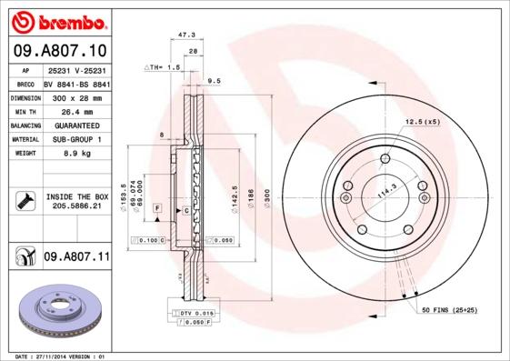 Brembo 09.A807.10 - Discofreno www.autoricambit.com