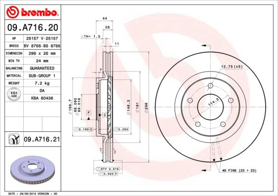 Brembo 09.A716.21 - Discofreno www.autoricambit.com