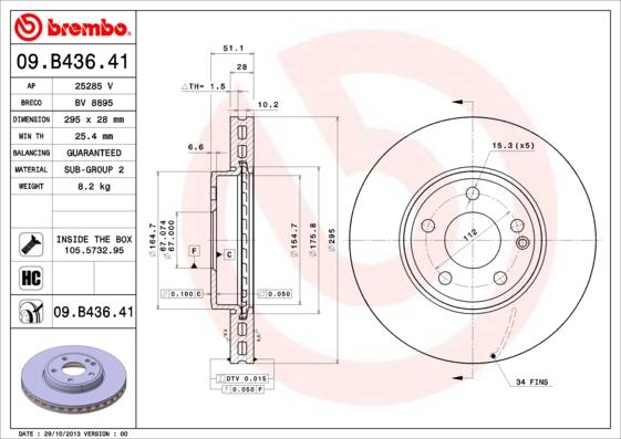 Brembo 09.B436.41 - Discofreno www.autoricambit.com