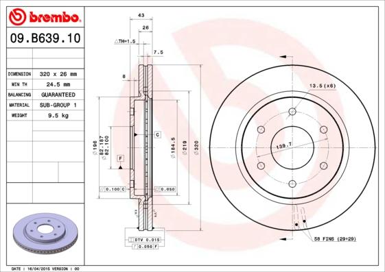 Brembo 09.B639.10 - Discofreno www.autoricambit.com