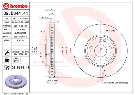 Brembo 09.B344.41 - Discofreno www.autoricambit.com