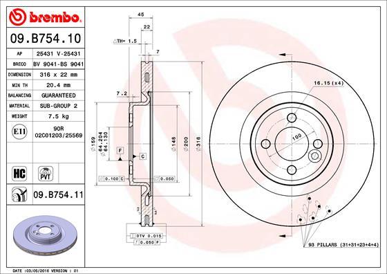 Brembo 09.B754.10 - Discofreno www.autoricambit.com