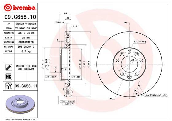 Brembo 09.C658.11 - Discofreno www.autoricambit.com