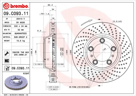 Brembo 09.C093.11 - Discofreno www.autoricambit.com