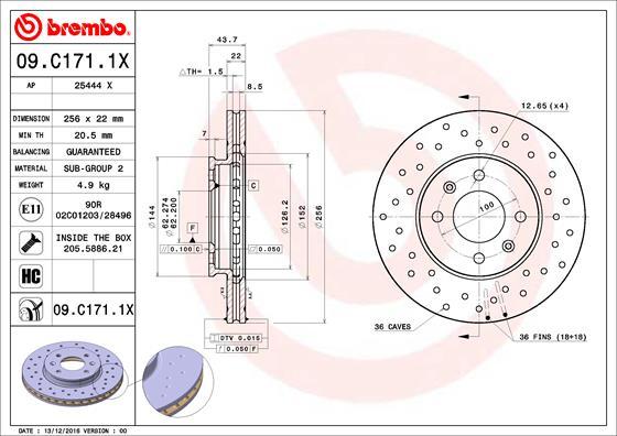 Brembo 09.C171.1X - Discofreno www.autoricambit.com