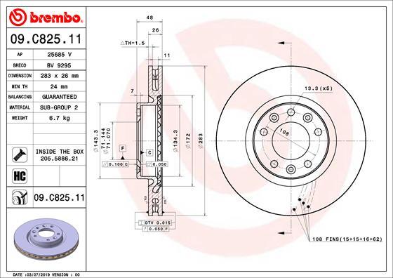 Brembo 09.C825.11 - Discofreno www.autoricambit.com