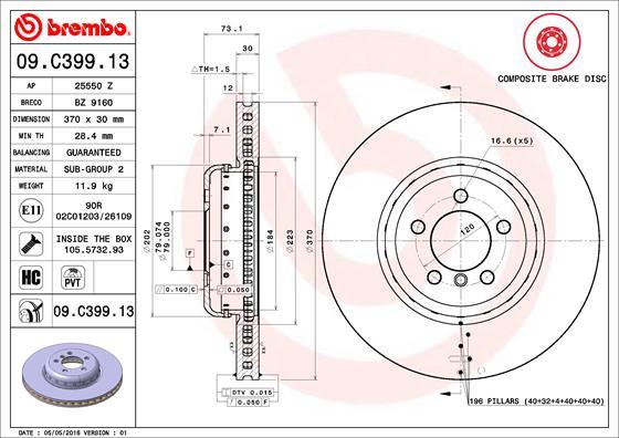 Brembo 09.C399.13 - Discofreno www.autoricambit.com