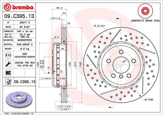 Brembo 09.C395.13 - Discofreno www.autoricambit.com