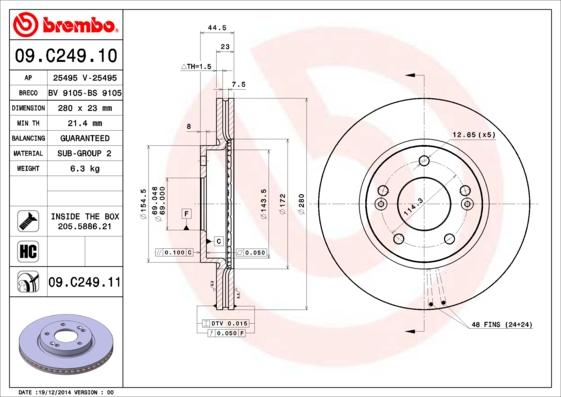 Brembo 09.C249.11 - Discofreno www.autoricambit.com