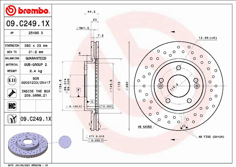 Brembo 09.C249.1X - Discofreno www.autoricambit.com