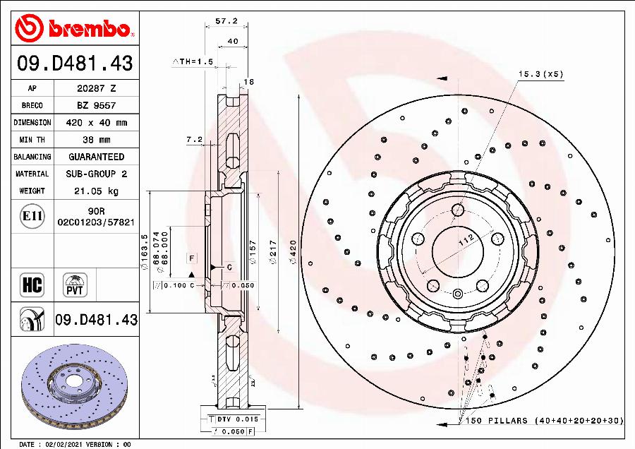 Brembo 09.D481.43 - Discofreno www.autoricambit.com