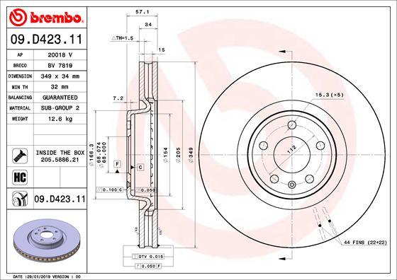 Brembo 09.D423.11 - Discofreno www.autoricambit.com