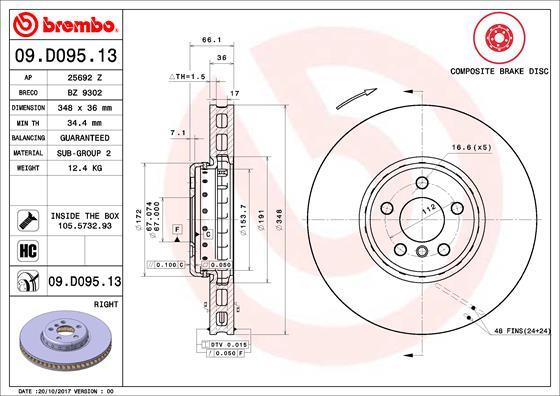 Brembo 09.D095.13 - Discofreno www.autoricambit.com