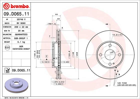 Brembo 09.D065.11 - Discofreno www.autoricambit.com