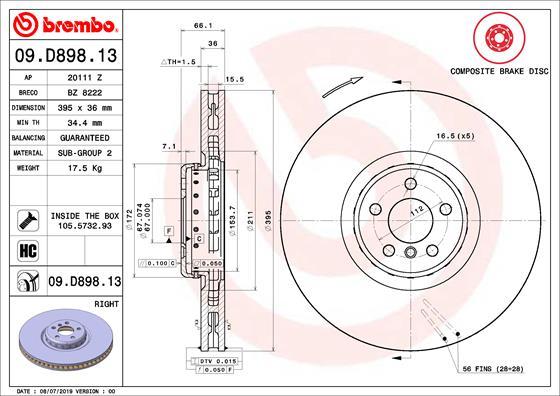 Brembo 09.D898.13 - Discofreno www.autoricambit.com