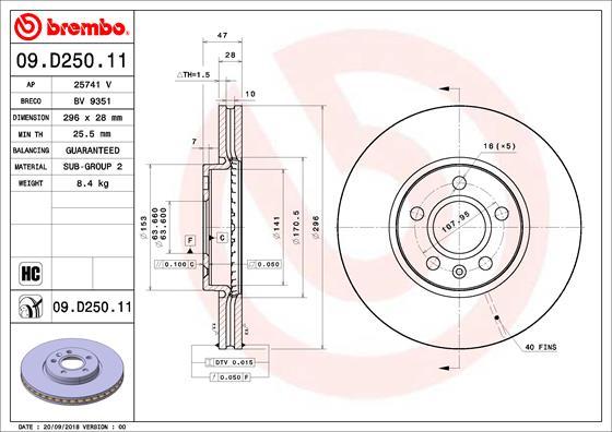 Brembo 09.D250.11 - Discofreno www.autoricambit.com