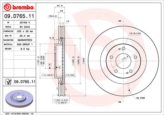 Brembo 09.D765.11 - Discofreno www.autoricambit.com