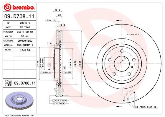 Brembo 09.D708.11 - Discofreno www.autoricambit.com