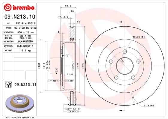 Brembo 09.N213.11 - Discofreno www.autoricambit.com