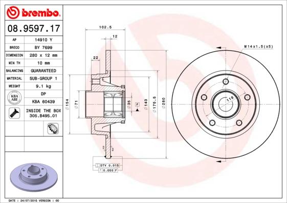 Brembo 08.9597.17 - Discofreno www.autoricambit.com