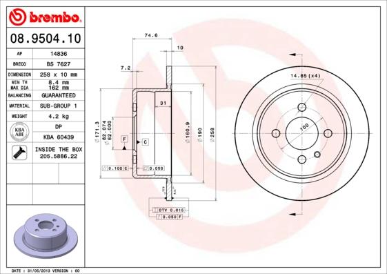 Brembo 08.9504.10 - Discofreno www.autoricambit.com