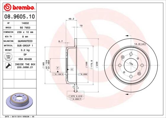 Brembo 08.9605.10 - Discofreno www.autoricambit.com