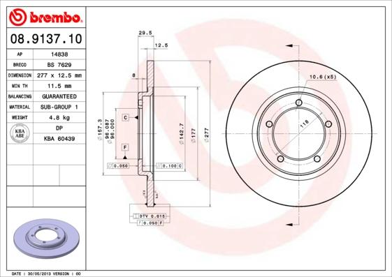 Brembo 08.9137.10 - Discofreno www.autoricambit.com