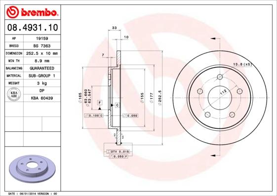 Brembo 08.4931.10 - Discofreno www.autoricambit.com