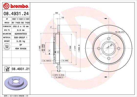 Brembo 08.4931.24 - Discofreno www.autoricambit.com