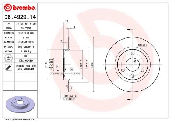 Brembo 08.4929.14 - Discofreno www.autoricambit.com