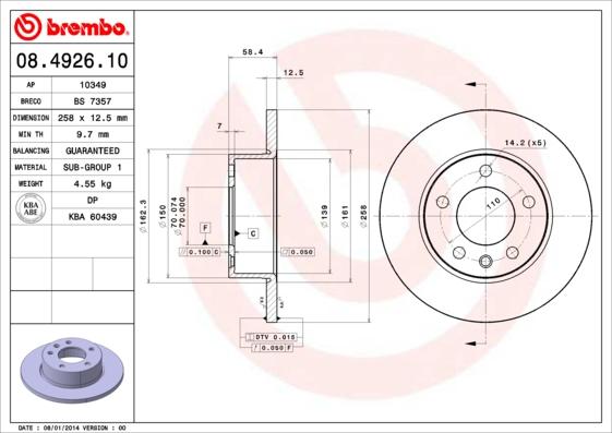 Brembo 08.4926.10 - Discofreno www.autoricambit.com