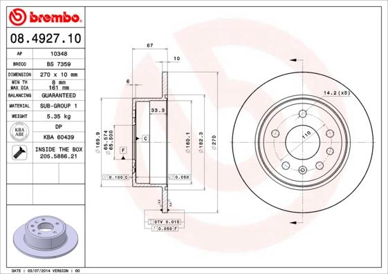 Brembo 08.4927.10 - Discofreno www.autoricambit.com