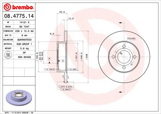 Brembo 08.4775.14 - Discofreno www.autoricambit.com