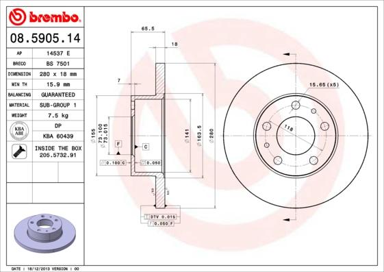 Brembo 08.5905.14 - Discofreno www.autoricambit.com