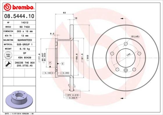 Brembo 08.5444.10 - Discofreno www.autoricambit.com