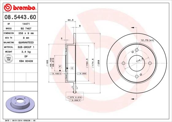 Brembo 08.5443.60 - Discofreno www.autoricambit.com