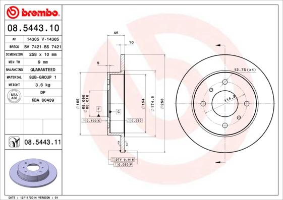 Brembo 08.5443.10 - Discofreno www.autoricambit.com