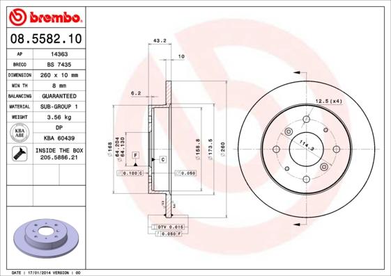 Brembo 08.5582.10 - Discofreno www.autoricambit.com