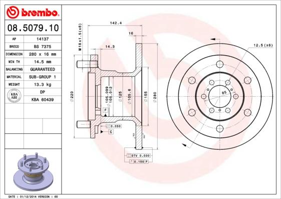 Brembo 08.5079.10 - Discofreno www.autoricambit.com