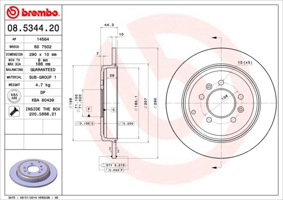 Brembo 08.5344.20 - Discofreno www.autoricambit.com