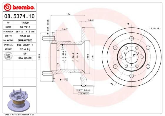 Brembo 08.5374.10 - Discofreno www.autoricambit.com