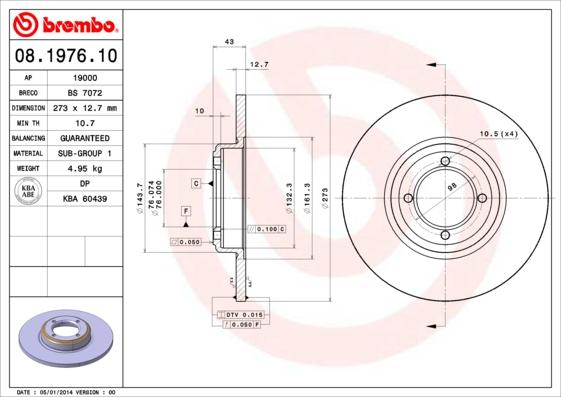 Brembo 08.1976.10 - Discofreno www.autoricambit.com