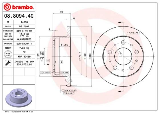 Brembo 08.8094.40 - Discofreno www.autoricambit.com