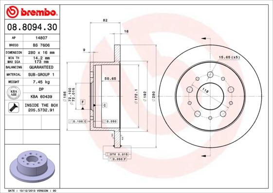 Brembo 08.8094.30 - Discofreno www.autoricambit.com